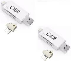 Roq Set of 2x 3 IN 1 With Lightning + USB + Mobile Flash Drive Card Reader