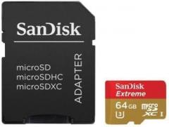 Sandisk Extreme 64 GB MicroSDXC UHS Class 3 90 MB/s Memory Card (With Adapter)