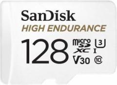 Sandisk High Endurance Card microSDXC card with Adapter For dash cams and home security cameras 128 GB MicroSDXC Class 10 100 MB/s Memory Card (With Adapter)