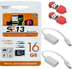 Se 13 SE.13 16 GB 10 Class Memory Card With 2 Card Readers & 2 OTG Cable 16 GB MicroSD Card Class 10 90 MB/s Memory Card
