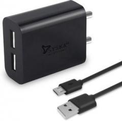 Syska WC 3AD BK 3.1 A Multiport Mobile Charger with Detachable Cable (Cable Included)