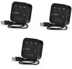 technigent set of 3 combo hub all in one with 3 ports for sd mmc m 2 ms [black] multi card reader