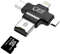 Tobo 4 in 1 OTG Card Reader Four ports : lightning + Type C + Micro USB + USB Card reader for Mobile, iPad Card Reader