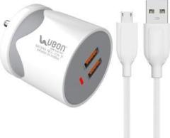 Ubon 2.4A Wall Charger with Micro USB Cable Dual USB Port Travel Fast Charging Power Adapter Compatible with Mobile Phones, Tablets & Other Devices 12 W 2.4 A Multiport Mobile Charger with Detachable Cable (Cable Included)