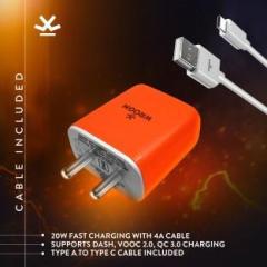 Wrogn 20 W 4 A Mobile WFC40MS01 Charger with Detachable Cable (Cable Included)