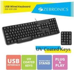 Zebronics k20 soft keys Usb Keyboard for laptop desktop gaming pcs, and gaming devices cctv dvr pack of 2 Wired USB Desktop Keyboard