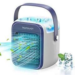 Hamswan Cooler, Noiseless Evaporative Air Fan Rechargeable USB Desk Fan With 3 Speeds 7 Colors, LED Night, Office Cooler Humidifier For Home Dorm Bedroom Portable AC (Blue)