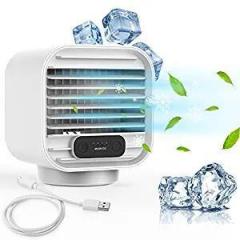 Moriox Air Cooler Evaporative with Rechargerable Battery 3 Speed Fan with Atomizing Humidifier for Personal Desktop Portable AC