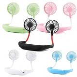 Mini Hand Free Portable Neckband Fan USB Rechargeable Lazy Neck Hanging Fan Headphone Design Travelling Outdoor Random Color