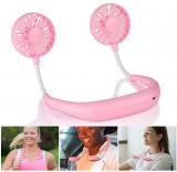 USB Rechargeable Neckband Lazy Neck Hanging Style Dual Cooling Fan Pink Color Sold By Martand