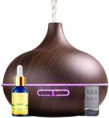 Divine Aroma 500ml Humidifier/Diffuser And Lemon Essential Oil Combo Pack For Home & Office Portable Room Air Purifier