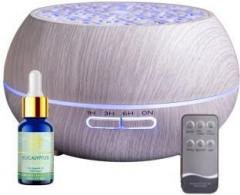 Divine Aroma Exotic Aroma Diffuser And Eucalyptus Essential Oil Combo Pack For Home & Office Portable Room Air Purifier