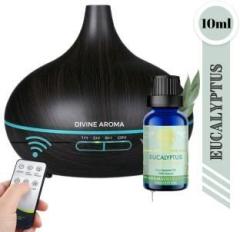 Divine Aroma Funnel Top Ultrasonic Aroma Diffuser & Eucalyptus Pure Essential Oil For Home Portable Room Air Purifier