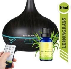 Divine Aroma Funnel Top Ultrasonic Aroma Diffuser & Lemongrass Pure Essential Oil For Home Portable Room Air Purifier
