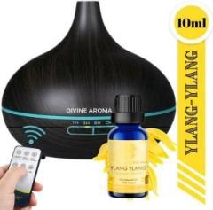 Divine Aroma Funnel Top Ultrasonic Aroma Diffuser & Ylang Ylnag Pure Essential Oil For Home Portable Room Air Purifier