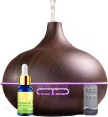 Divine Aroma Humidifier/Diffuser & Stress Relief Essential Oil Combo Pack For Home & Office Portable Room Air Purifier