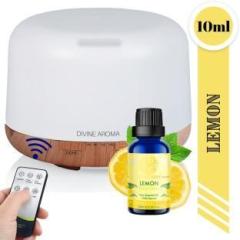 Divine Aroma White Ultrasonic Aroma Diffuser & Lemon Oil Pure Essential Oil Diffuser Set Portable Room Air Purifier