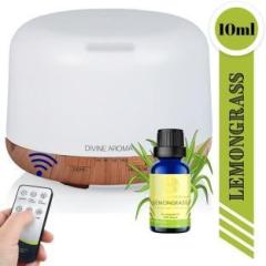 Divine Aroma White Ultrasonic Aroma Diffuser & Lemongrass Pure Essential Oil Diffuser Set Portable Room Air Purifier