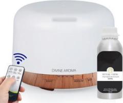 Divine Aroma White Ultrasonic Aroma Diffuser & Royal Oudh Aroma Oil For Home Fragrance, Hotles Portable Room Air Purifier