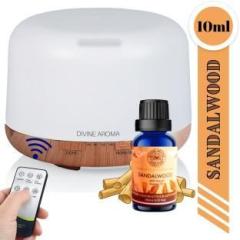 Divine Aroma White Ultrasonic Aroma Diffuser & Sandalwood Pure Essential Oil Diffuser Set Portable Room Air Purifier