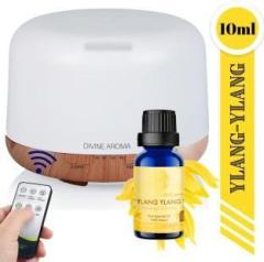Divine Aroma White Ultrasonic Aroma Diffuser & Ylang Ylang Pure Essential Oil Diffuser Set Portable Room Air Purifier
