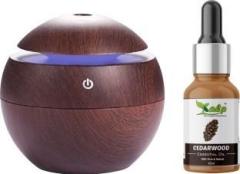 Nhb Boutique Wooden Round Ultrasonic Cool Mist Humidifiers With Cedarwood Essential Oil Portable Room Air Purifier