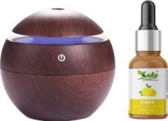Nhb Boutique Wooden Round Ultrasonic Cool Mist Humidifiers With Lemon Essential Oil Portable Room Air Purifier