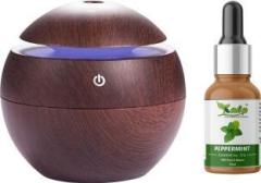 Nhb Boutique Wooden Round Ultrasonic Cool Mist Humidifiers With Peppermint Essential Oil Portable Room Air Purifier