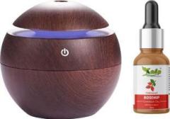 Nhb Boutique Wooden Round Ultrasonic Cool Mist Humidifiers With Rosehip Essential Oil Portable Room Air Purifier