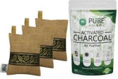 Pure Organic Activated Charcoal Air Purifier Bag 150 gram Pack of 3 Odor Absorber for Home Portable Room Air Purifier