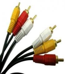 3RCA TO 3 RCA Gold Plated Cable DTH DVD to Tv 1.5 Meter