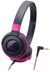 Audio Technica ATH S100 BPK Portable On Ear Headphones Black & Pink