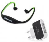 Captcha 3 Port USB Wall Charger With Bluetooth Sporty BS 19C MP3 Players Green.Bluetooth.Sporty+Black.3.Port.Wall.Adptr