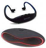 Captcha Bluetooth Rugby Shaped Speaker With Sporty MP3 Players Blue.1stSporty+Black.RugbySpkr