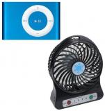 Captcha Mini USB Rechargeable Fan With Mini Ipod MP3 Players