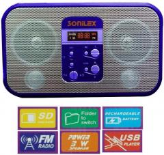 Sonilex Fm Radio And Sd Player Stereo Speaker 360 Blue