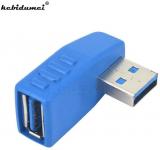 WowObjects Good Quality Blue Vertical Right Angled 90 Degree USB 3.0 Male To A Female Adapter Converter