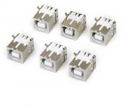 WowObjects Lot of 6pcs Replacement USB Connector socket Type B Female Right Angle