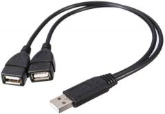 WowObjects USB 2.0 A Male To 2 Dual USB Female Jack Y Splitter Hub Power Cord Adapter Cable