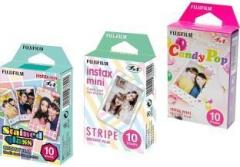 Fujifilm Instax Mini Stained Glass, Candy Pop And Stripe Film Roll