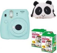 Fujifilm Mini 9 Ice Blue with panda Case and 40 Shots Instant Camera