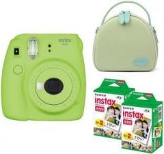 Fujifilm Mini 9 Lime Green with green shell bag and 40 Shots Instant Camera