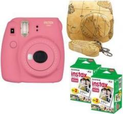Fujifilm Mini 9 Pink with Maps Case and 40 Shots Instant Camera