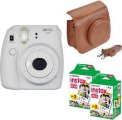 Fujifilm Mini 9 Smokey White with Brown case 40 Shots Instant Camera