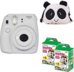 Fujifilm Mini 9 Smokey White with panda Case and 40 Shots Instant Camera
