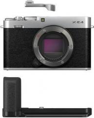 Fujifilm X Series X E4 Mirrorless Camera Body with Accessories Metal Hand Grip and Thumb Rest Silver
