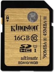 Kingston UHS 1 16 GB SDHC Class 10 90 MB/s Memory Card