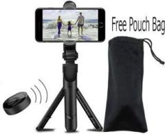 Pozub 3 in1 Multi Purpose Bluetooth Extendable Wireless Remote Selfie Stick Tripod Stand + Dustproof Bag with Bluetooth Remote Shutter for Making YouTube, Vlog Videos, for Mobile and All Smartphone Tripod, Tripod Bracket, Tripod Kit ABS DSLR Camera