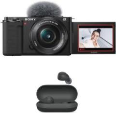 Sony Alpha ZV E10L Mirrorless Camera Body with 1650 mm Zoom Lens Vlog Camera WF C700 Sony Headphone