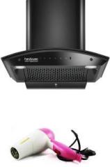 Hindware Celesia 60 Cm Wall Mounted Chimney, Filter less, Free Nova Haier Hair Dryer Auto Clean Wall Mounted Chimney